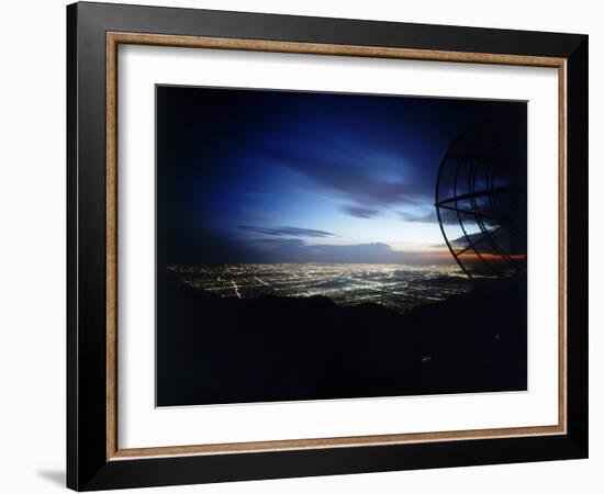 Twilight Shot of Los Angeles Seen from Top of Mount Wilson Ktla Tv Helicopter Dish, CA, 1959-Ralph Crane-Framed Photographic Print