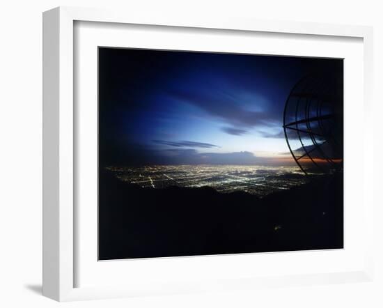 Twilight Shot of Los Angeles Seen from Top of Mount Wilson Ktla Tv Helicopter Dish, CA, 1959-Ralph Crane-Framed Photographic Print