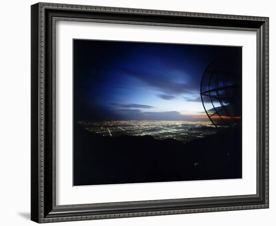 Twilight Shot of Los Angeles Seen from Top of Mount Wilson Ktla Tv Helicopter Dish, CA, 1959-Ralph Crane-Framed Photographic Print