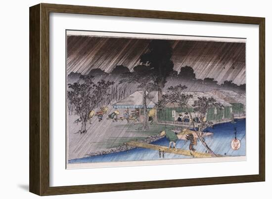 Twilight Shower at Tadasu Bank'-Utagawa Hiroshige-Framed Giclee Print