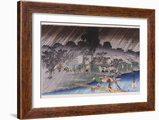 Twilight Shower at Tadasu Bank'-Utagawa Hiroshige-Framed Giclee Print