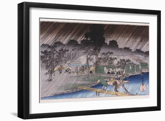 Twilight Shower at Tadasu Bank'-Utagawa Hiroshige-Framed Giclee Print