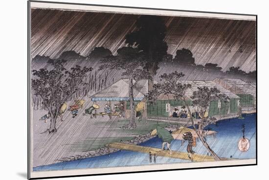 Twilight Shower at Tadasu Bank'-Utagawa Hiroshige-Mounted Giclee Print