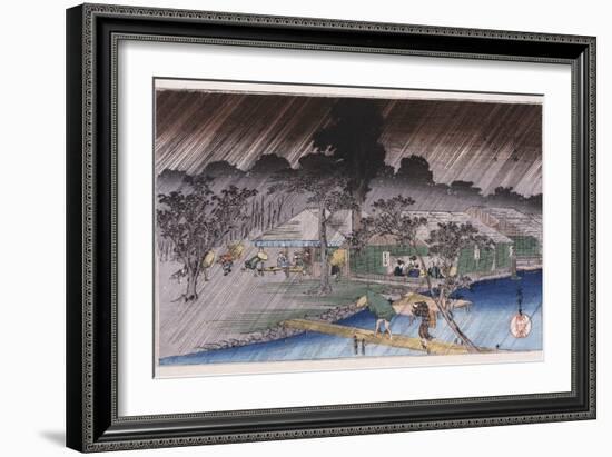 Twilight Shower at Tadasu Bank'-Utagawa Hiroshige-Framed Giclee Print