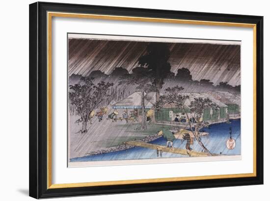 Twilight Shower at Tadasu Bank'-Utagawa Hiroshige-Framed Giclee Print