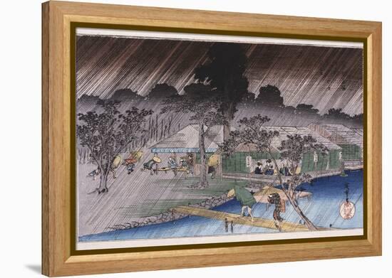 Twilight Shower at Tadasu Bank'-Utagawa Hiroshige-Framed Premier Image Canvas