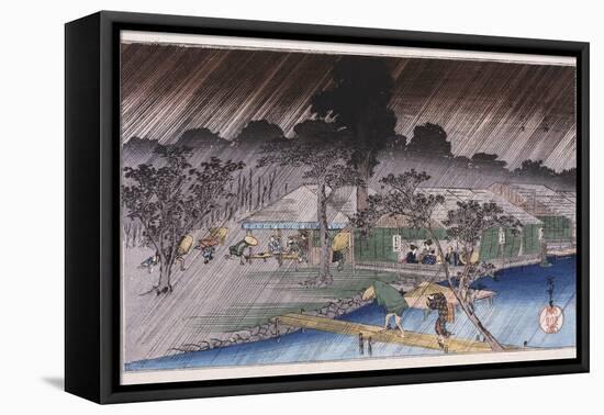 Twilight Shower at Tadasu Bank'-Utagawa Hiroshige-Framed Premier Image Canvas