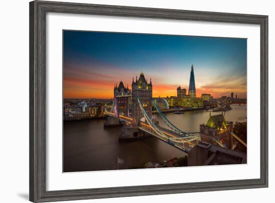 Twilight, Tower Bridge and the Shard at Sunset-Katherine Young-Framed Photographic Print