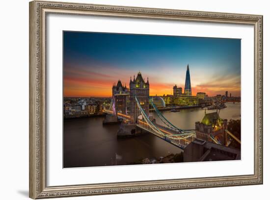 Twilight, Tower Bridge and the Shard at Sunset-Katherine Young-Framed Photographic Print