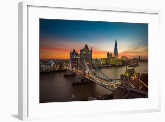 Twilight, Tower Bridge and the Shard at Sunset-Katherine Young-Framed Photographic Print