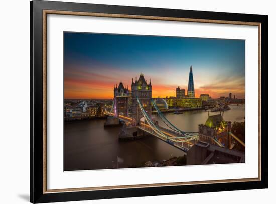 Twilight, Tower Bridge and the Shard at Sunset-Katherine Young-Framed Photographic Print