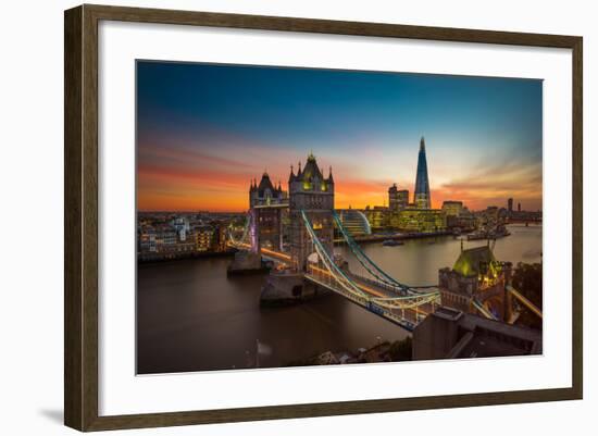 Twilight, Tower Bridge and the Shard at Sunset-Katherine Young-Framed Photographic Print