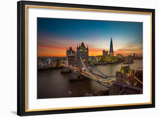 Twilight, Tower Bridge and the Shard at Sunset-Katherine Young-Framed Photographic Print