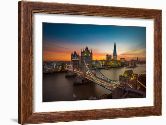 Twilight, Tower Bridge and the Shard at Sunset-Katherine Young-Framed Photographic Print