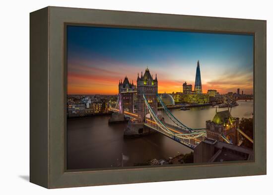 Twilight, Tower Bridge and the Shard at Sunset-Katherine Young-Framed Premier Image Canvas