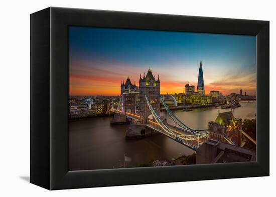 Twilight, Tower Bridge and the Shard at Sunset-Katherine Young-Framed Premier Image Canvas