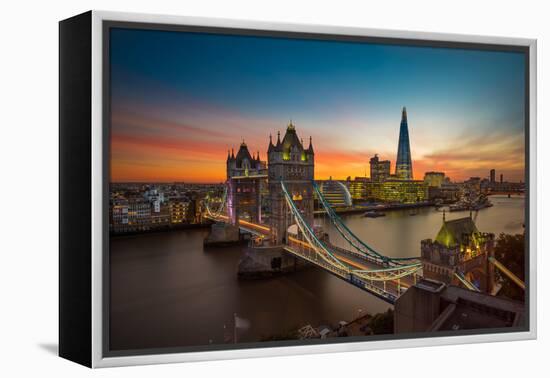 Twilight, Tower Bridge and the Shard at Sunset-Katherine Young-Framed Premier Image Canvas