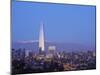 Twilight view from the Parque Metropolitano towards the high rise buildings and Costanera Center To-Karol Kozlowski-Mounted Photographic Print