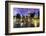 Twilight view of Sforza Castle or Castello Sforzesco and fountain, Milan, Lombardy, Italy-Stefano Politi Markovina-Framed Photographic Print