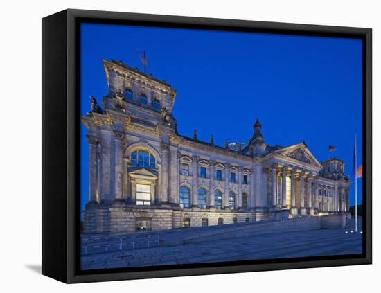 Twilight View of the Front Facade of the Reichstag Building in Tiergarten, Berlin, Germany-Cahir Davitt-Framed Premier Image Canvas