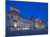 Twilight View of the Front Facade of the Reichstag Building in Tiergarten, Berlin, Germany-Cahir Davitt-Mounted Photographic Print