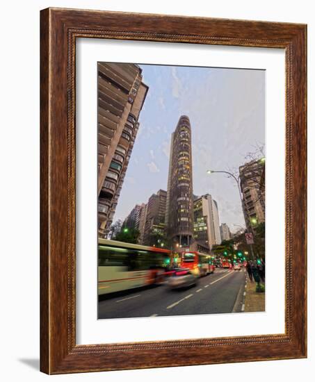 Twilight view of the Ipiranga Avenue and the Edificio Italia, City of Sao Paulo, State of Sao Paulo-Karol Kozlowski-Framed Photographic Print