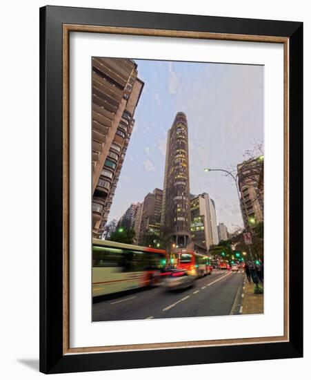 Twilight view of the Ipiranga Avenue and the Edificio Italia, City of Sao Paulo, State of Sao Paulo-Karol Kozlowski-Framed Photographic Print