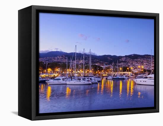 Twilight view of the Marina do Funchal, Funchal, Madeira, Portugal, Atlantic, Europe-Karol Kozlowski-Framed Premier Image Canvas