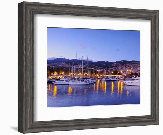 Twilight view of the Marina do Funchal, Funchal, Madeira, Portugal, Atlantic, Europe-Karol Kozlowski-Framed Photographic Print