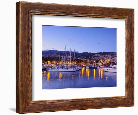 Twilight view of the Marina do Funchal, Funchal, Madeira, Portugal, Atlantic, Europe-Karol Kozlowski-Framed Photographic Print