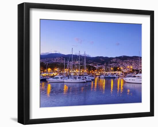 Twilight view of the Marina do Funchal, Funchal, Madeira, Portugal, Atlantic, Europe-Karol Kozlowski-Framed Photographic Print