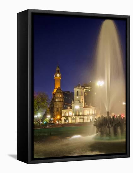 Twilight view of the Plaza de Mayo, Monserrat, City of Buenos Aires, Buenos Aires Province, Argenti-Karol Kozlowski-Framed Premier Image Canvas