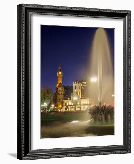Twilight view of the Plaza de Mayo, Monserrat, City of Buenos Aires, Buenos Aires Province, Argenti-Karol Kozlowski-Framed Photographic Print
