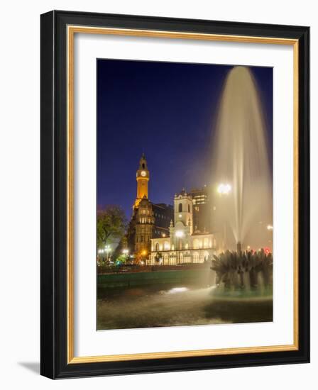 Twilight view of the Plaza de Mayo, Monserrat, City of Buenos Aires, Buenos Aires Province, Argenti-Karol Kozlowski-Framed Photographic Print