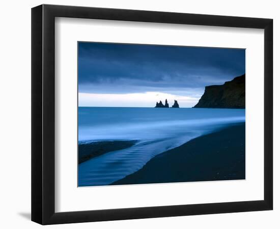 Twilight View Towards Rock Stacks at Reynisdrangar Off the Coast at Vik, South Iceland, Iceland-Lee Frost-Framed Photographic Print