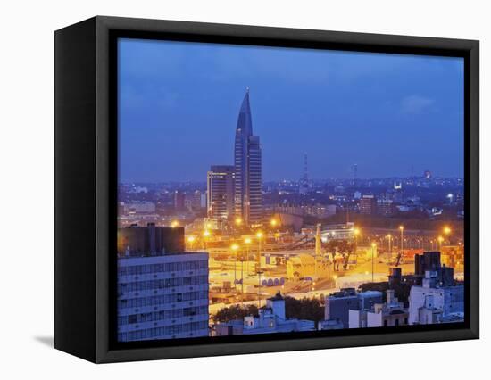 Twilight view towards the Antel Tower, Montevideo, Uruguay, South America-Karol Kozlowski-Framed Premier Image Canvas