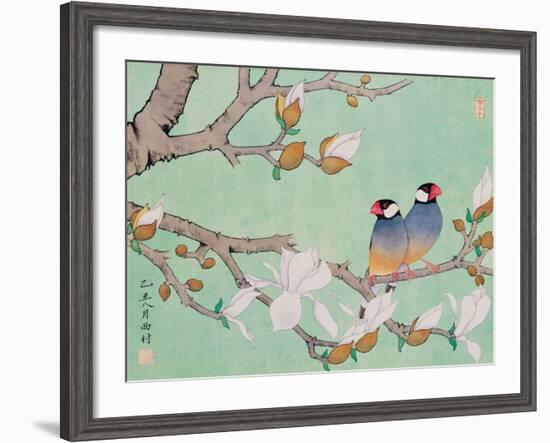 Twin Birds in the Branches-Hsi-Tsun Chang-Framed Premium Giclee Print