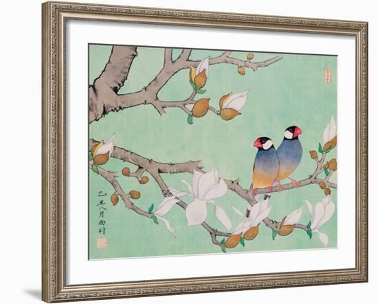 Twin Birds in the Branches-Hsi-Tsun Chang-Framed Premium Giclee Print