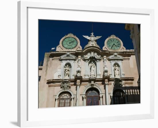 Twin Clock Tower, Palazzo Senatorio, Trapani, Sicily, Italy-Walter Bibikow-Framed Photographic Print