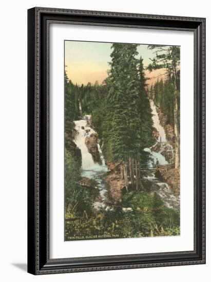 Twin Falls, Glacier National Park-null-Framed Art Print