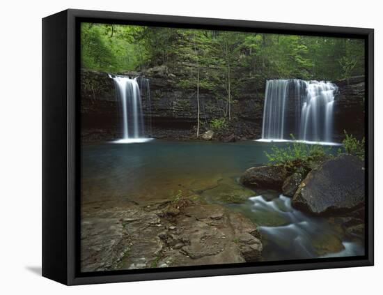 Twin Falls on Devil's Fork Richland Creek Wilderness, Ozark- St Francis National Forest, Arkansas, -Charles Gurche-Framed Premier Image Canvas