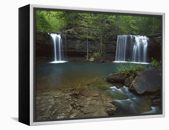 Twin Falls on Devil's Fork Richland Creek Wilderness, Ozark- St Francis National Forest, Arkansas, -Charles Gurche-Framed Premier Image Canvas