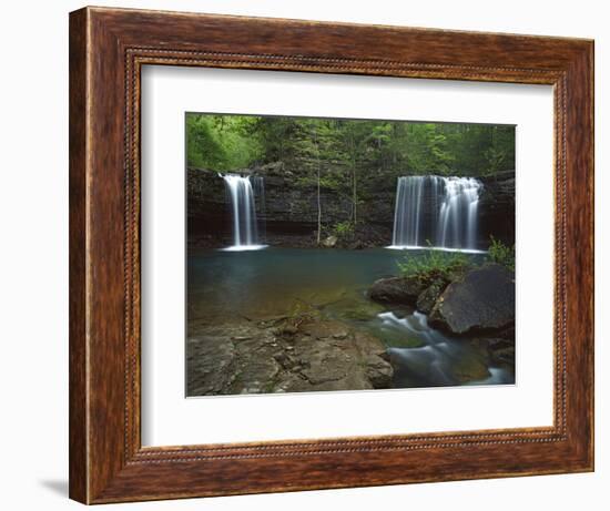 Twin Falls on Devil's Fork Richland Creek Wilderness, Ozark- St Francis National Forest, Arkansas, -Charles Gurche-Framed Photographic Print