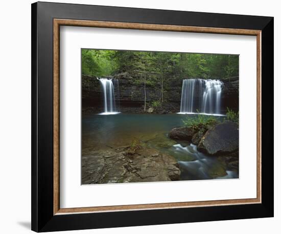 Twin Falls on Devil's Fork Richland Creek Wilderness, Ozark- St Francis National Forest, Arkansas, -Charles Gurche-Framed Photographic Print