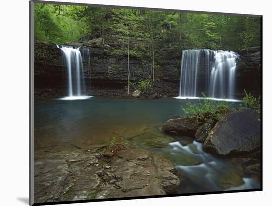 Twin Falls on Devil's Fork Richland Creek Wilderness, Ozark- St Francis National Forest, Arkansas, -Charles Gurche-Mounted Photographic Print
