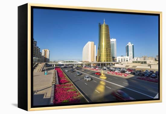 Twin Golden Conical Business Centres, Astana, Kazakhstan, Central Asia-Gavin Hellier-Framed Premier Image Canvas