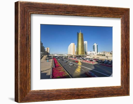 Twin Golden Conical Business Centres, Astana, Kazakhstan, Central Asia-Gavin Hellier-Framed Photographic Print