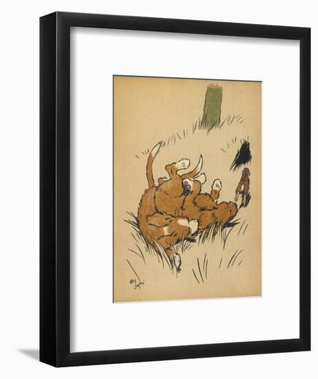 Twin Puppies Fall Over-null-Framed Art Print