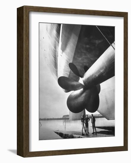 Twin Screw Propeller of New Cunard Liner 'Queen Elizabeth Ii'-Terence Spencer-Framed Photographic Print