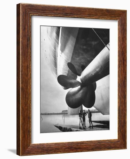 Twin Screw Propeller of New Cunard Liner 'Queen Elizabeth Ii'-Terence Spencer-Framed Photographic Print